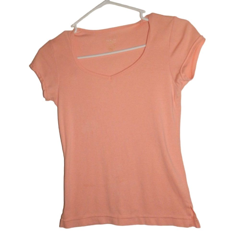 MKM designs women's small peach 90s vintage rounded v neck short sleeve tee